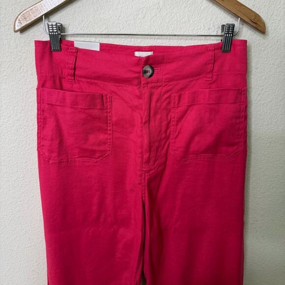 NWT Anthropologie Maeve The Colette Cropped Linen Blend Wide Leg Pants Pink 29 T - Picture 4 of 10